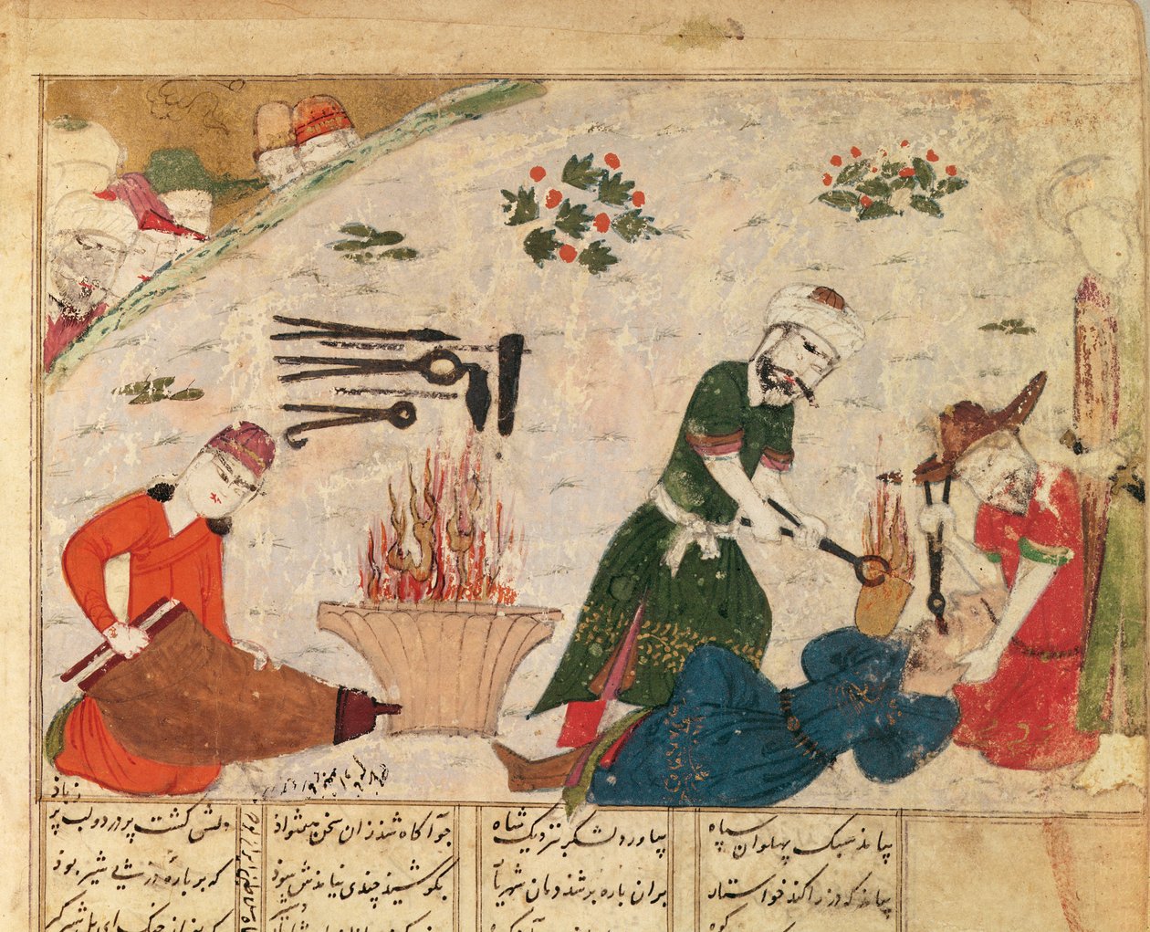Supp Pers 493 fol.363v Tortura de um dos guardas Haftvads, do Shahnama (Livro dos Reis) por Abul-Qasim Manur Firdawsi (c.934-c.1020) de Persian School