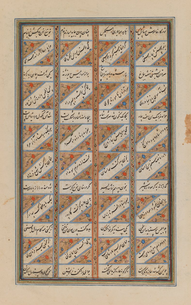 Na folha grande de Shanamah por Ferdowsi (tinta e ouro no papel) de Persian School