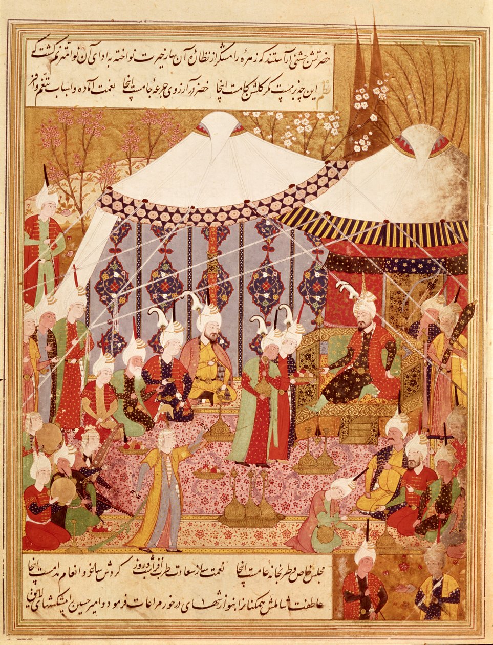 Or.1359 fol. 35 v. Sultan Bayazid Capturado por Timur, 1402 do Zafarnama 1533 (tinta em velino) de Persian School