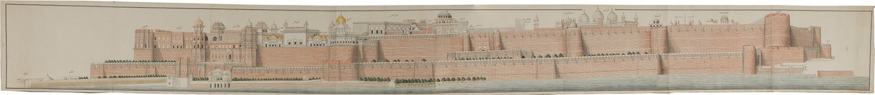 Panorama do forte de Agra de Persian School