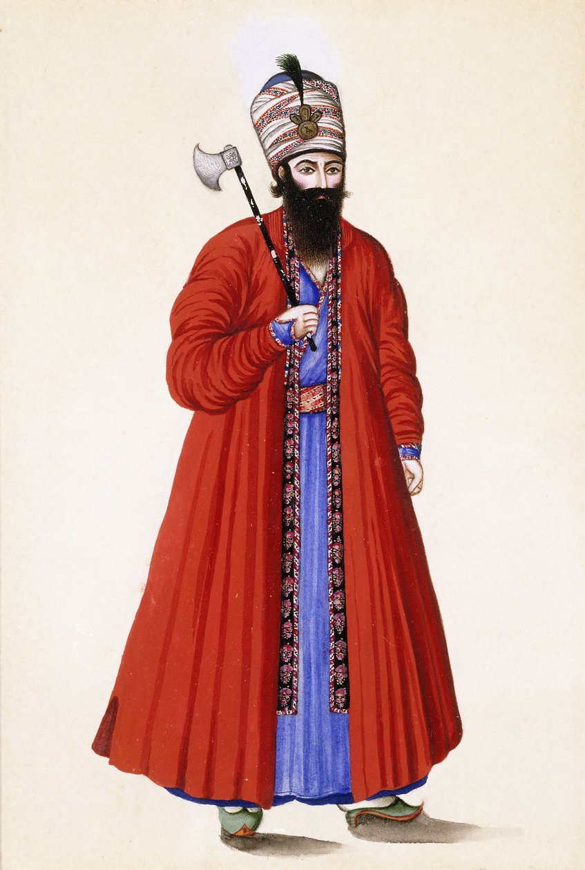 Retrato de Sadre A "zam, Primeiro Ministro sob Fath" Ali Shah, século XIX de Persian School