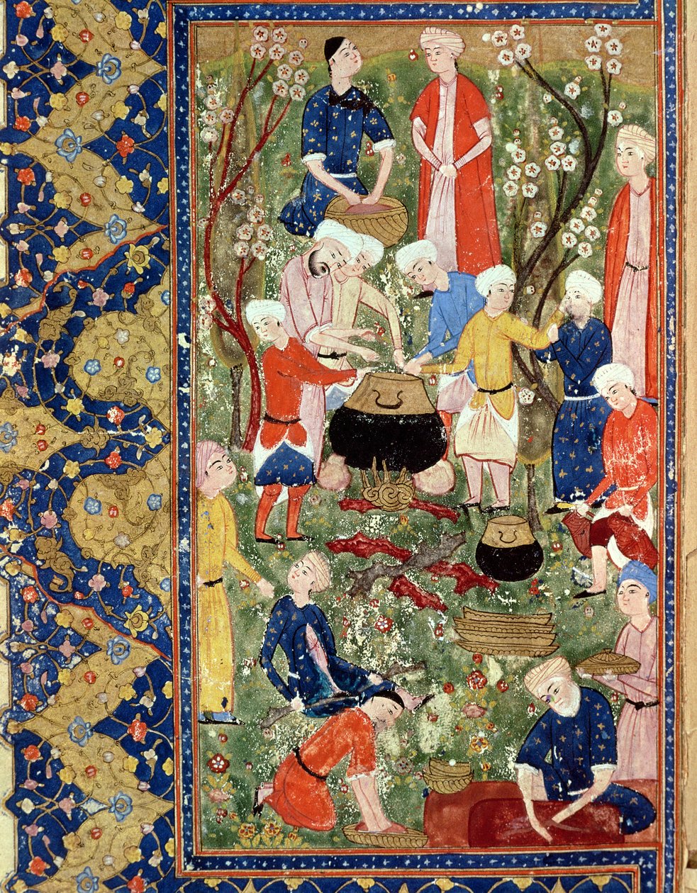 Preparando uma refeição, ilustração de um poema épico por Hafiz Shirazi, Safávida de Persian School