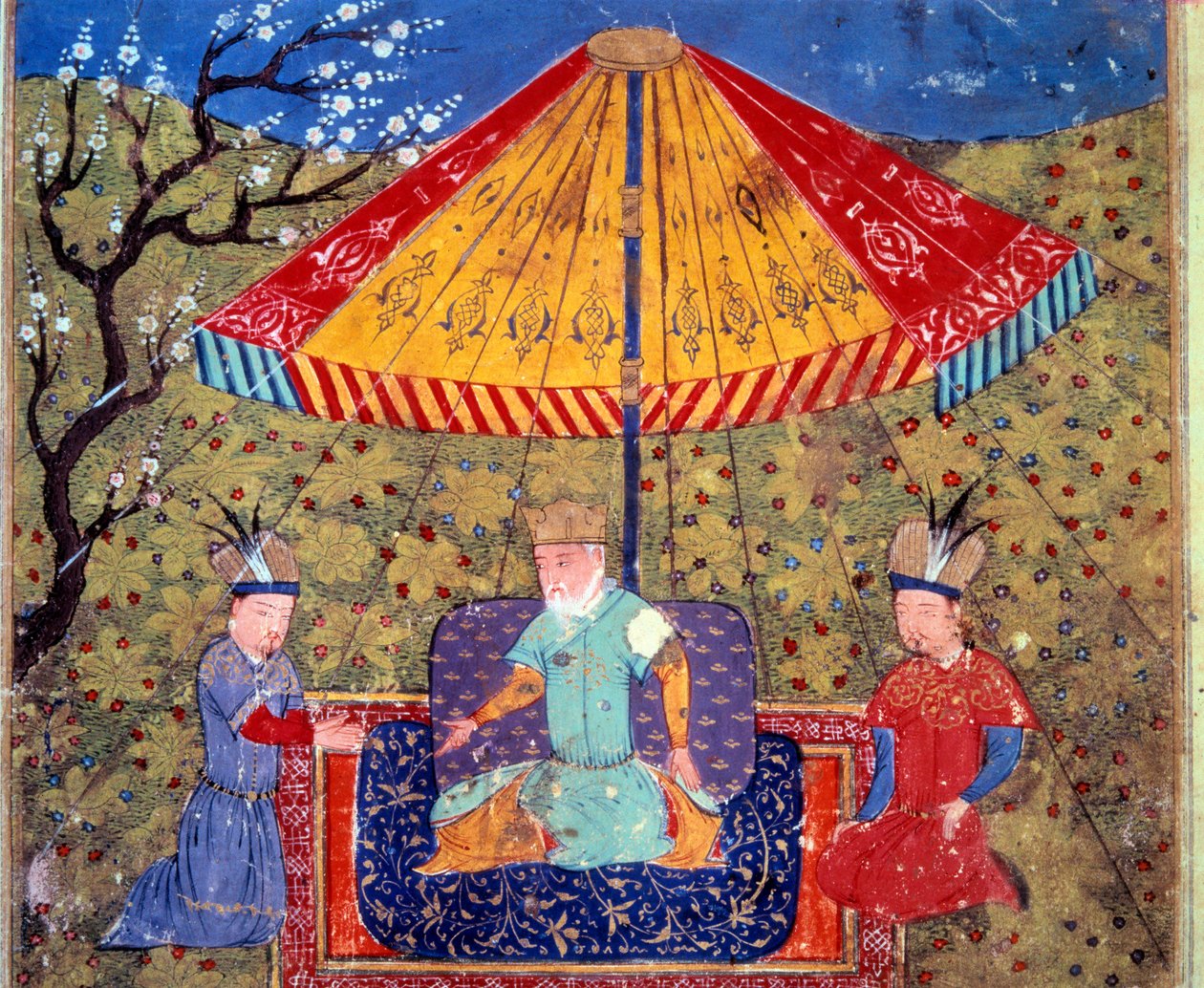 Representação do Imperador Mongol Genghis Khan (Djengiz Khan) de Persian School