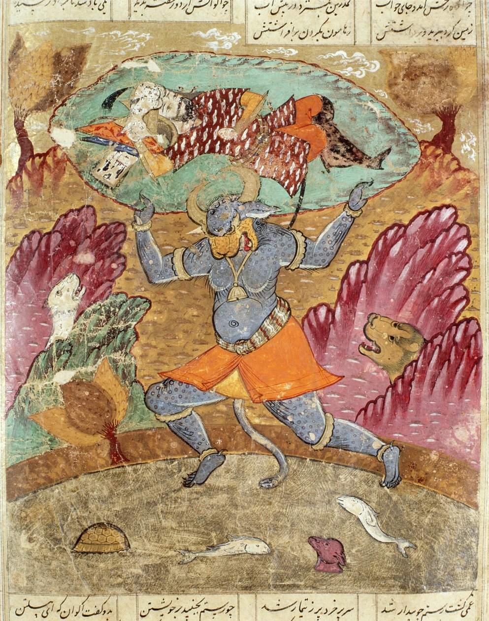 Rostam carregado por Akwan-Diwa, ilustração do Shahnama (Livro dos Reis) por Abul-Qasim Manur Firdawsi (c.934-c.1020) 1619 de Persian School