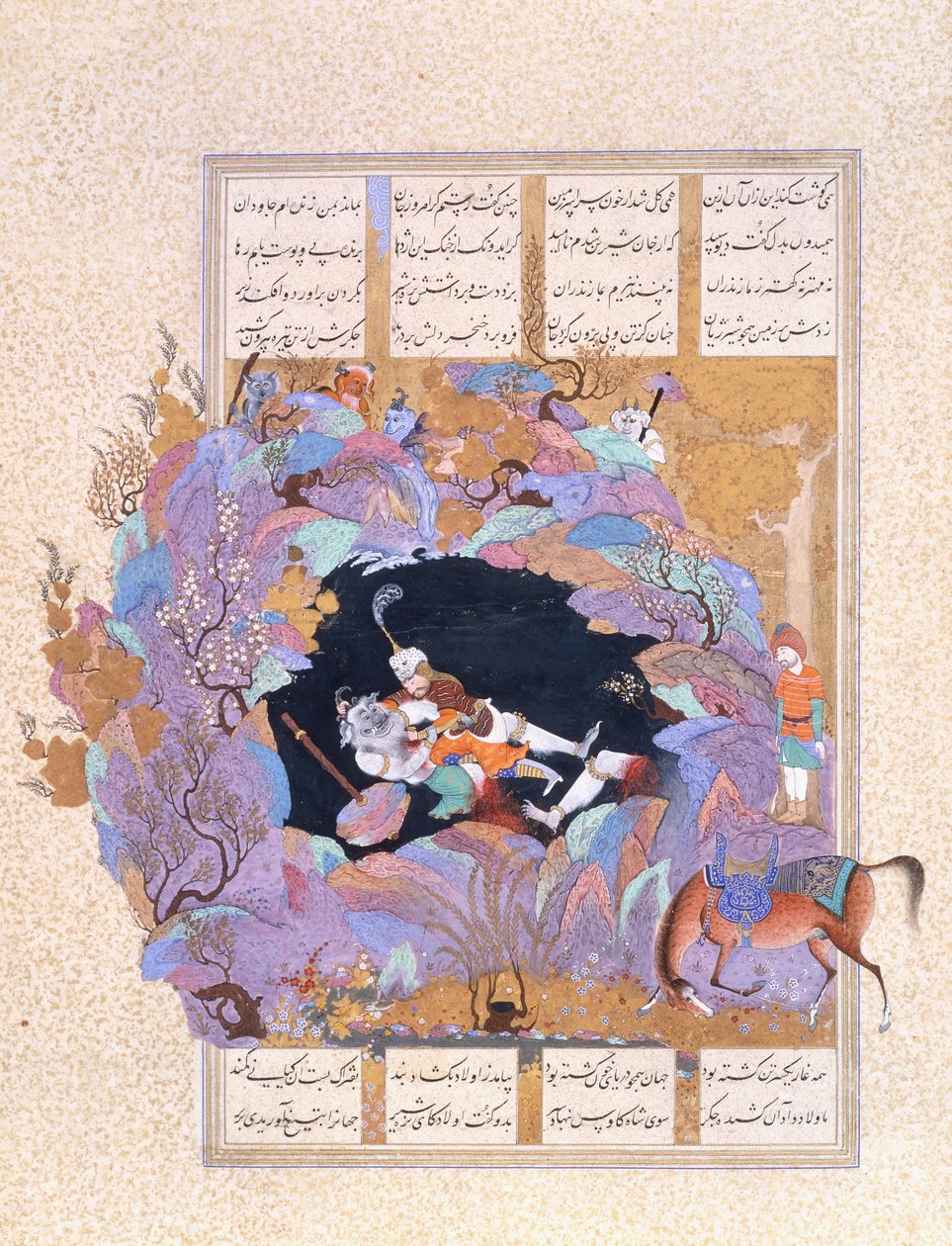 Sétimo Curso de Rustam: Ele Mata o Div Branco, c.1500-1540s de Persian School