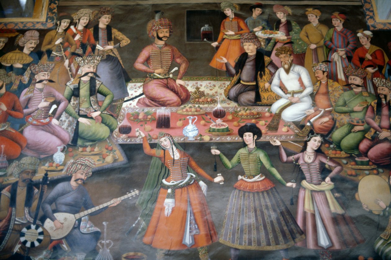 Shah Abbas I Great recebendo Nadr Vali Muhammad Khan de Khanate de Bukhara, Salão de Recepção de Persian School
