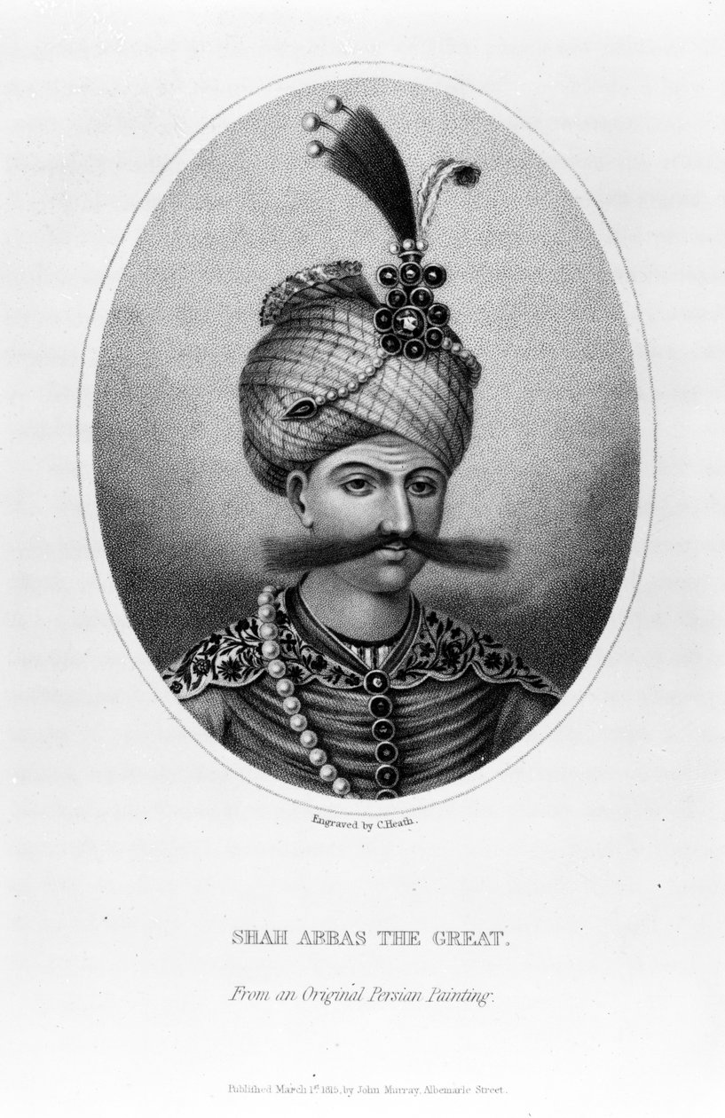 Xá Abbas, o Grande, impressão feita por C. Heath, 1815 de Persian School