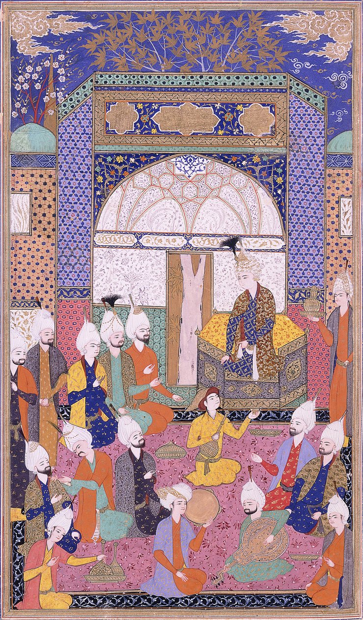Shah Isma "il realiza a primeira audiência privada após sua adesão em Tabriz, c.1590-1600 de Persian School