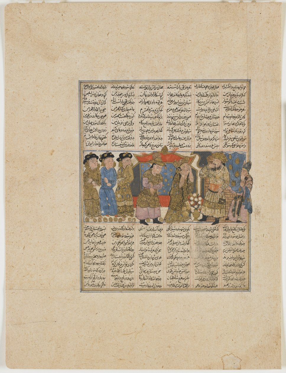 Sudaba fazendo acusações contra Siyavush, de um Shahnama (Livro dos Reis) por Firdawsi (d.1020) (aquarela opaca, tinta, ouro e prata sobre papel) de Persian School