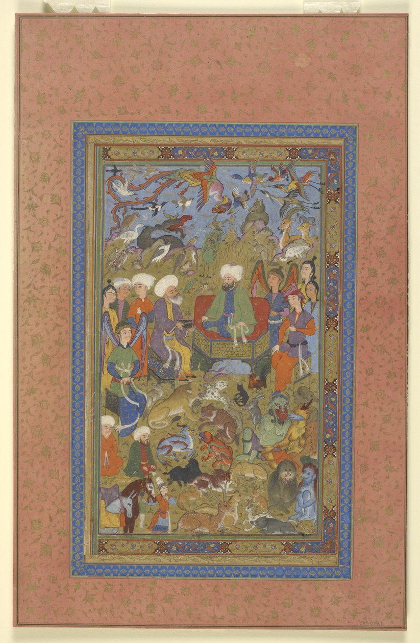 Sulayman e Bilqis entronizado, c.1590-1600 de Persian School
