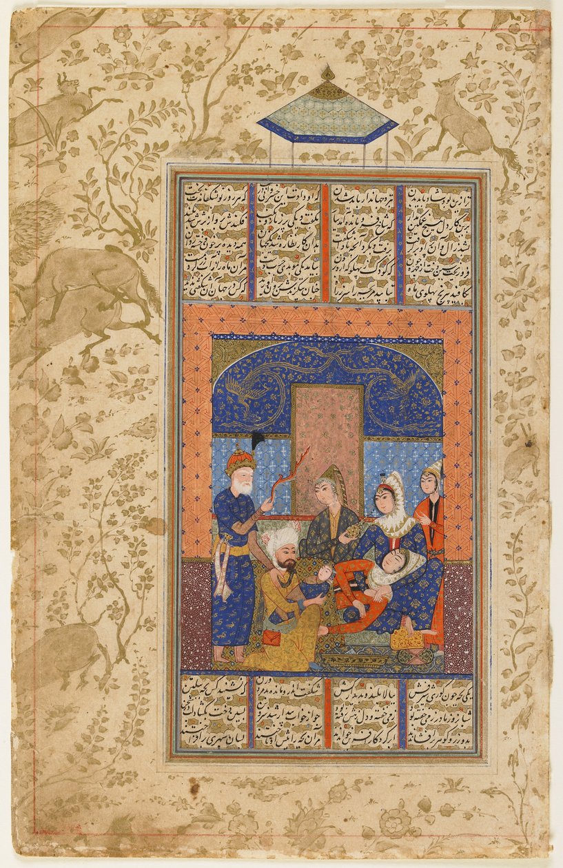 O nascimento de Rustam de um Shahnama de Persian School