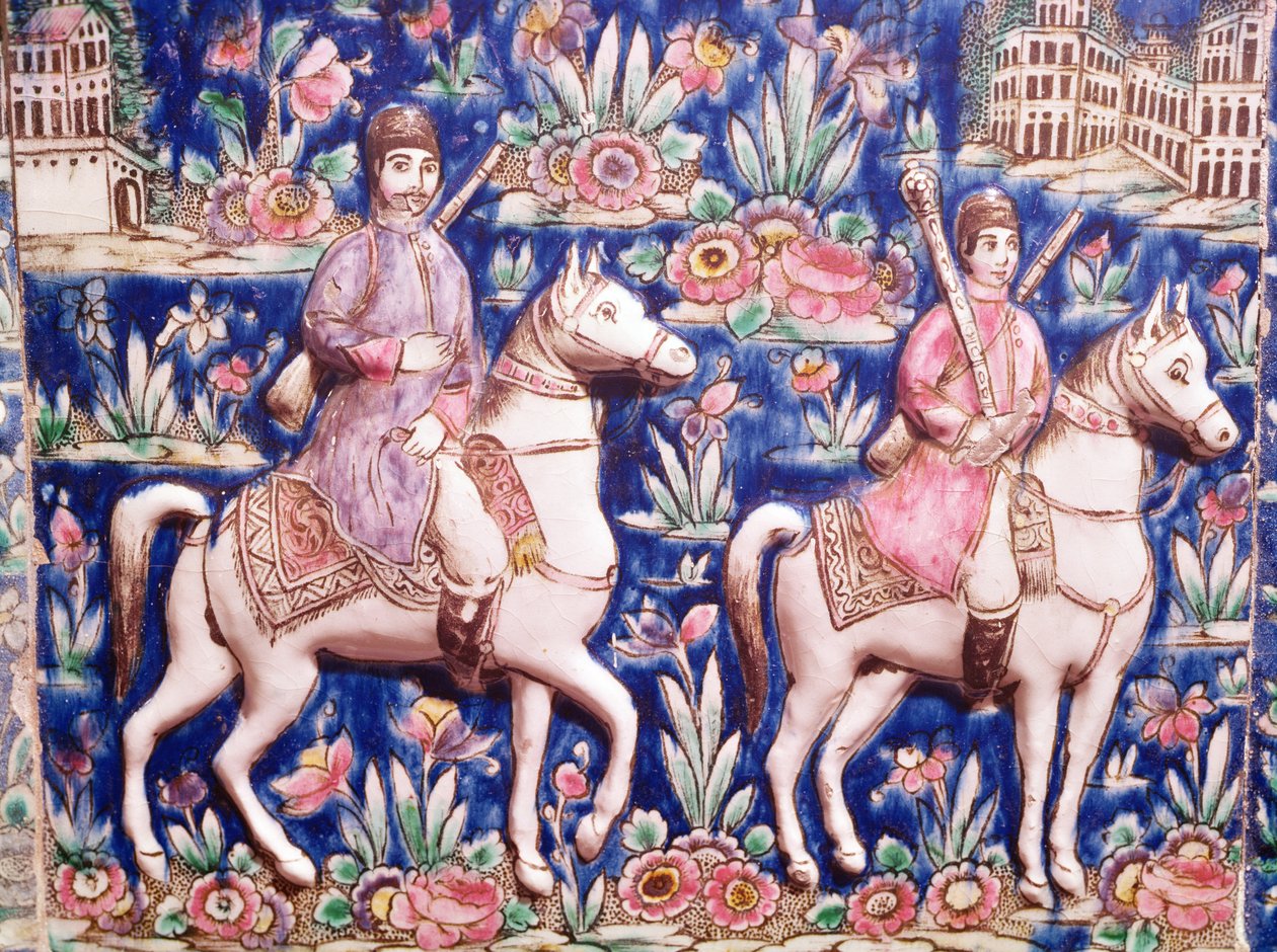 O rei fora caçando (cerâmica) de Persian School