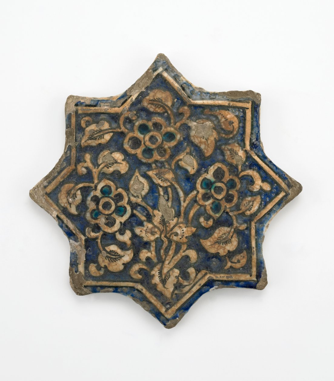 Azulejo em forma de estrela de oito pontas, período Il-Khanid, 1256-1335 (pasta de pedra, moldada e pintada com esmalte transparente) de Persian School