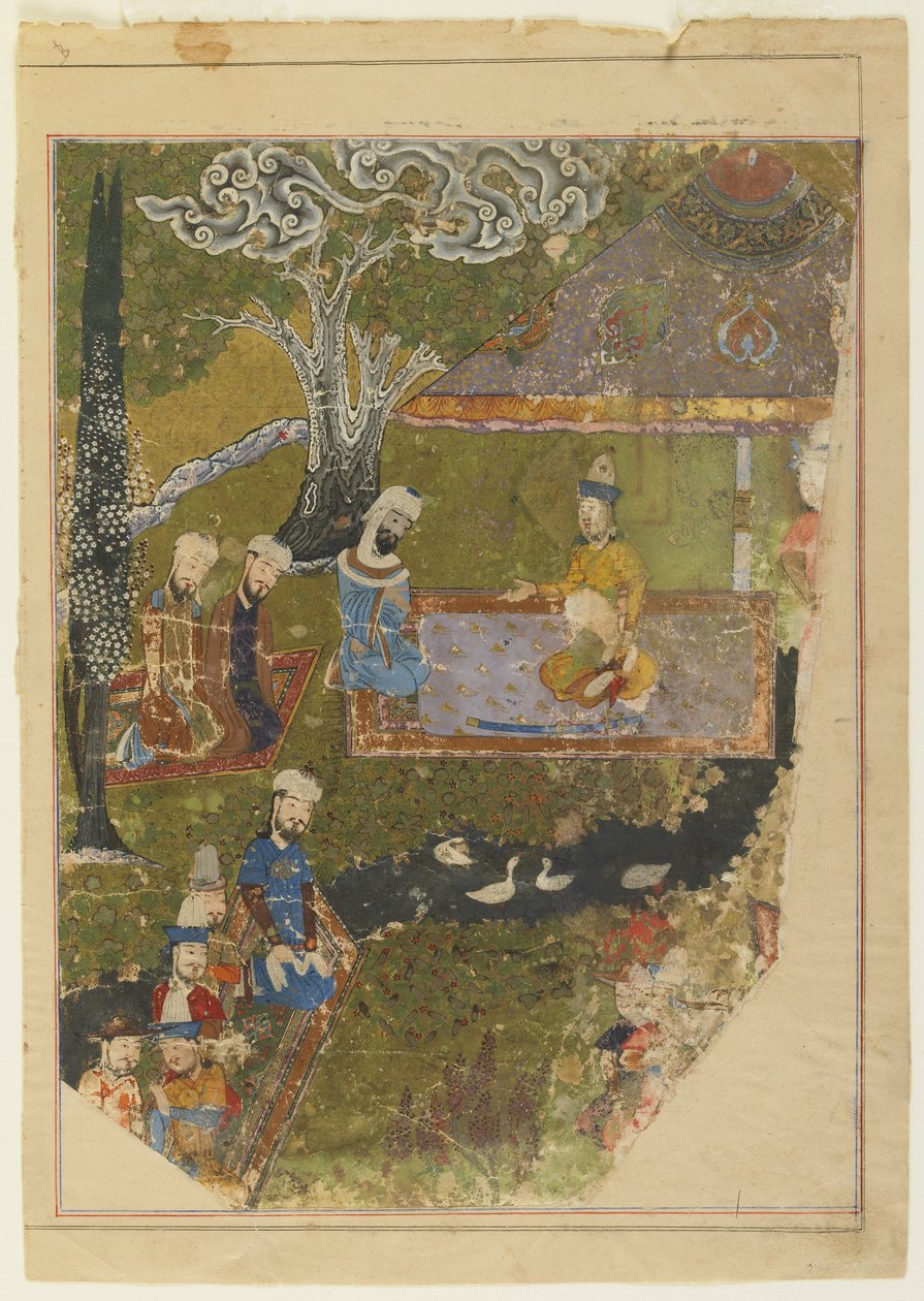 Timur concede uma audiência por ocasião de sua ascensão ao trono em Balkh, 1436 de Persian School