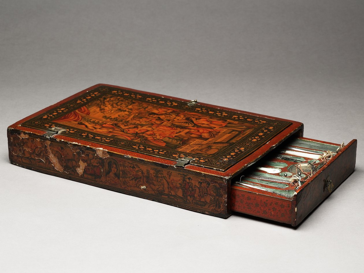 Kit de ferramentas retratando a Sagrada Família, c.1830 (meios mistos) de Persian School