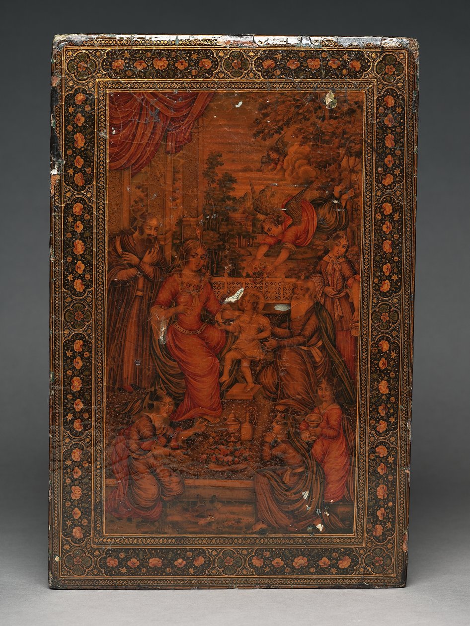 Kit de ferramentas retratando a Sagrada Família, c.1830 (meios mistos) de Persian School
