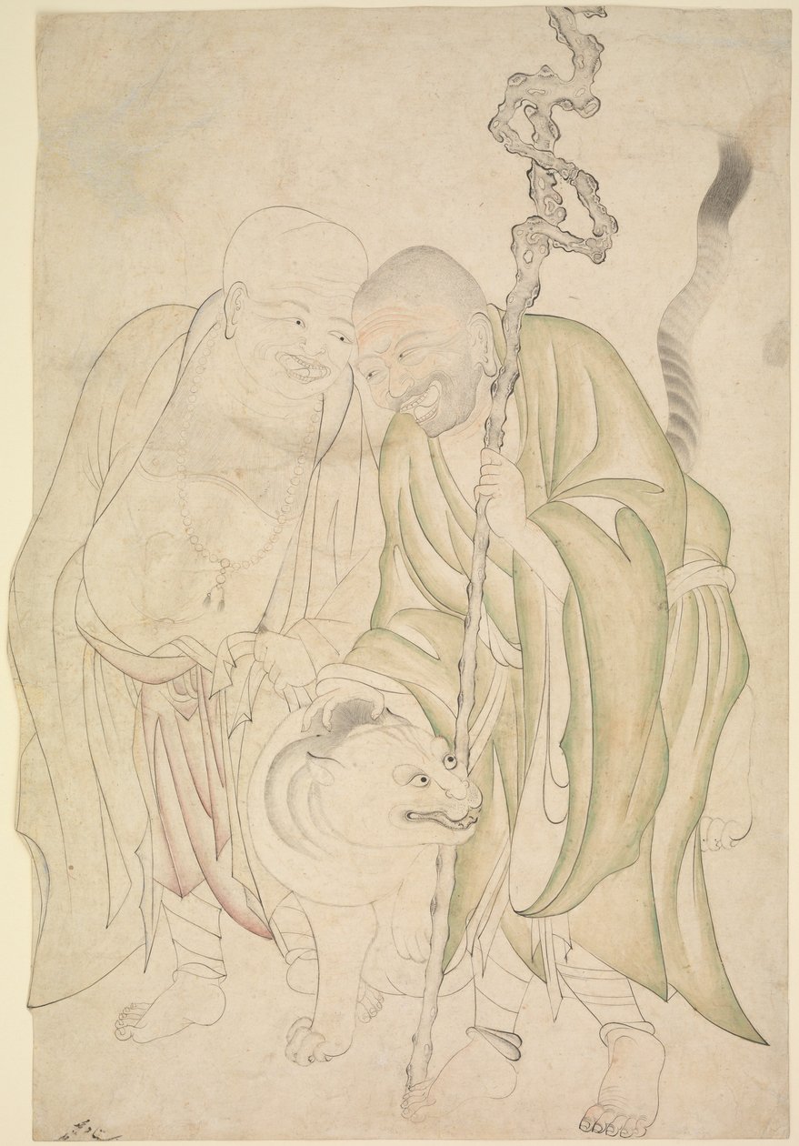 Dois Lohans, c.1480 (tinta e aquarela transparente sobre papel) de Persian School