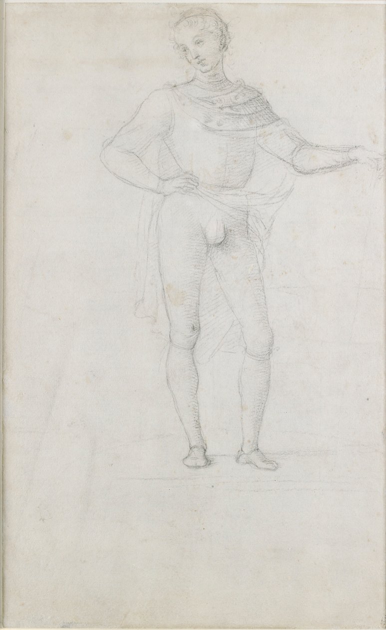 Um estudo para uma figura em uma adoração dos Magos, c1470-1520 de Perugino