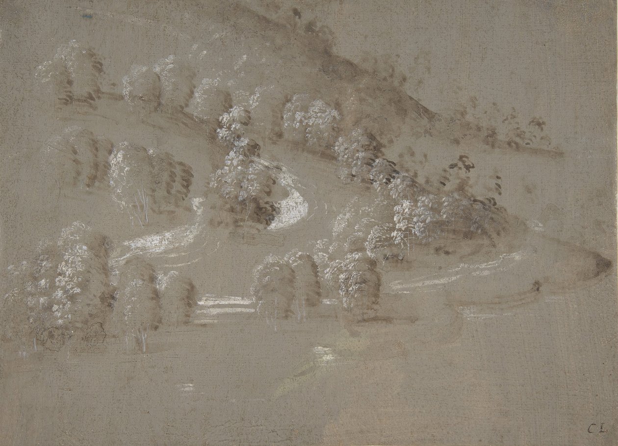 Paisagem à direita, verso da paisagem, 1489-90. de Perugino