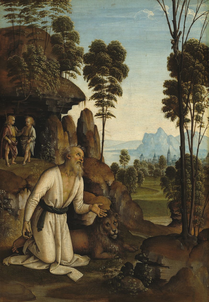 São Jerônimo no deserto, c. 14901500. de Perugino