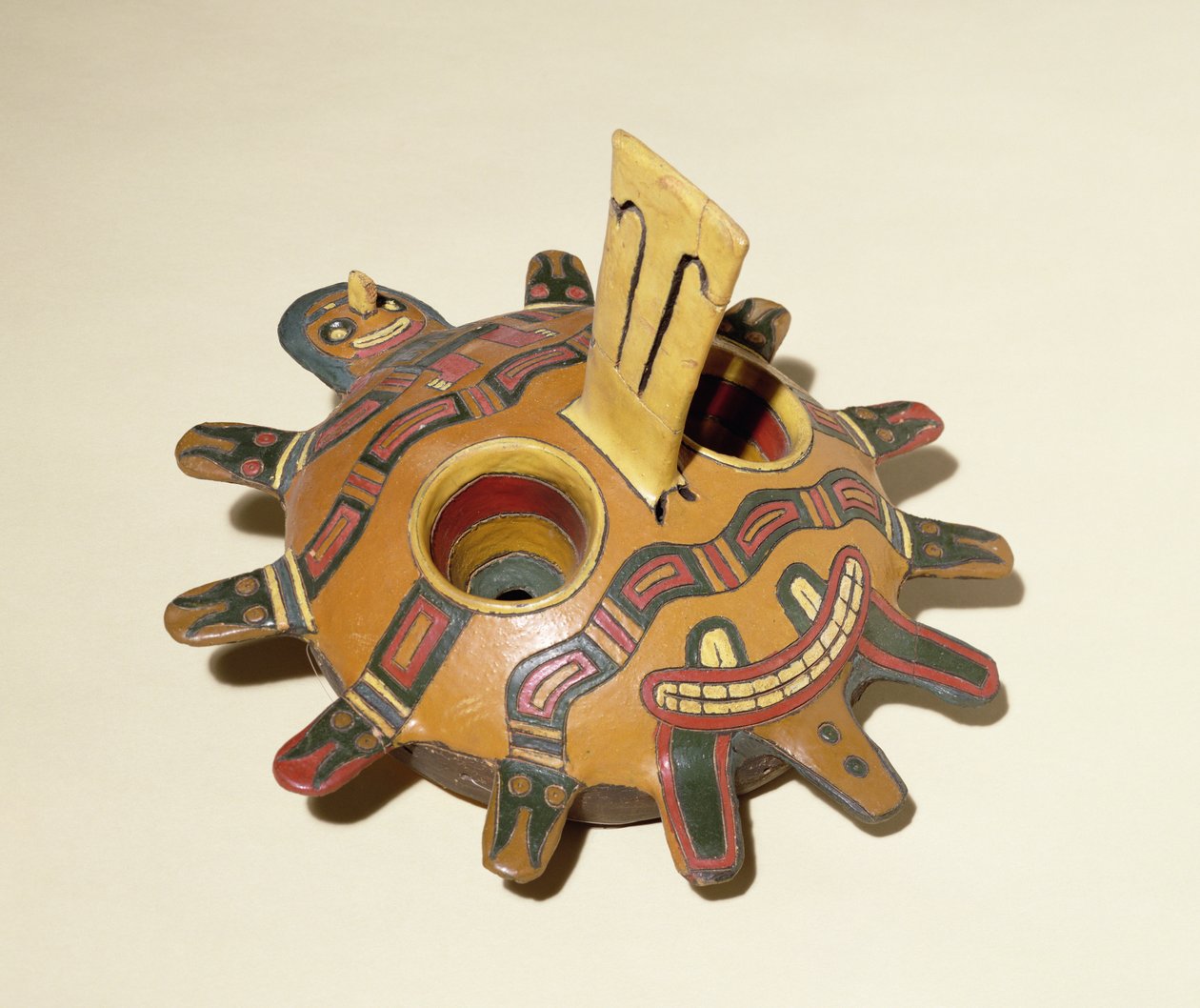 Máscara Funerária, de Paracas, 300 aC-1 dC (cerâmica) de Peruvian School