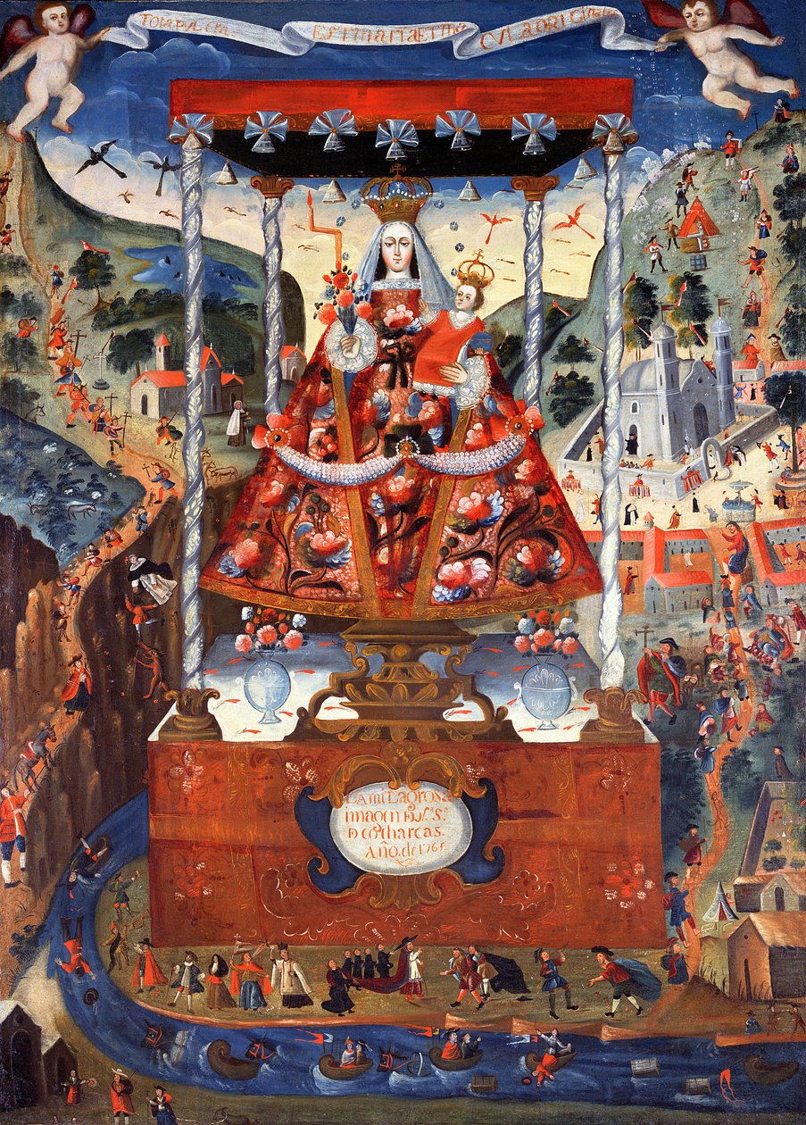 Nossa Senhora das Cocharcas sob um Baldacchino, 1765 de Peruvian School