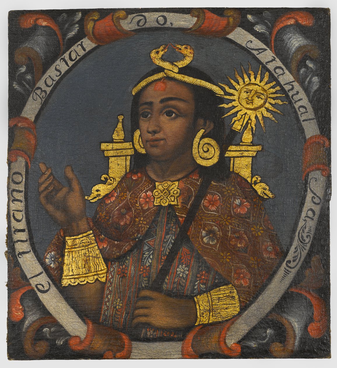 Atahualpa (c.1502-33) 14 e último rei inca, meados do século XVIII de Peruvian School