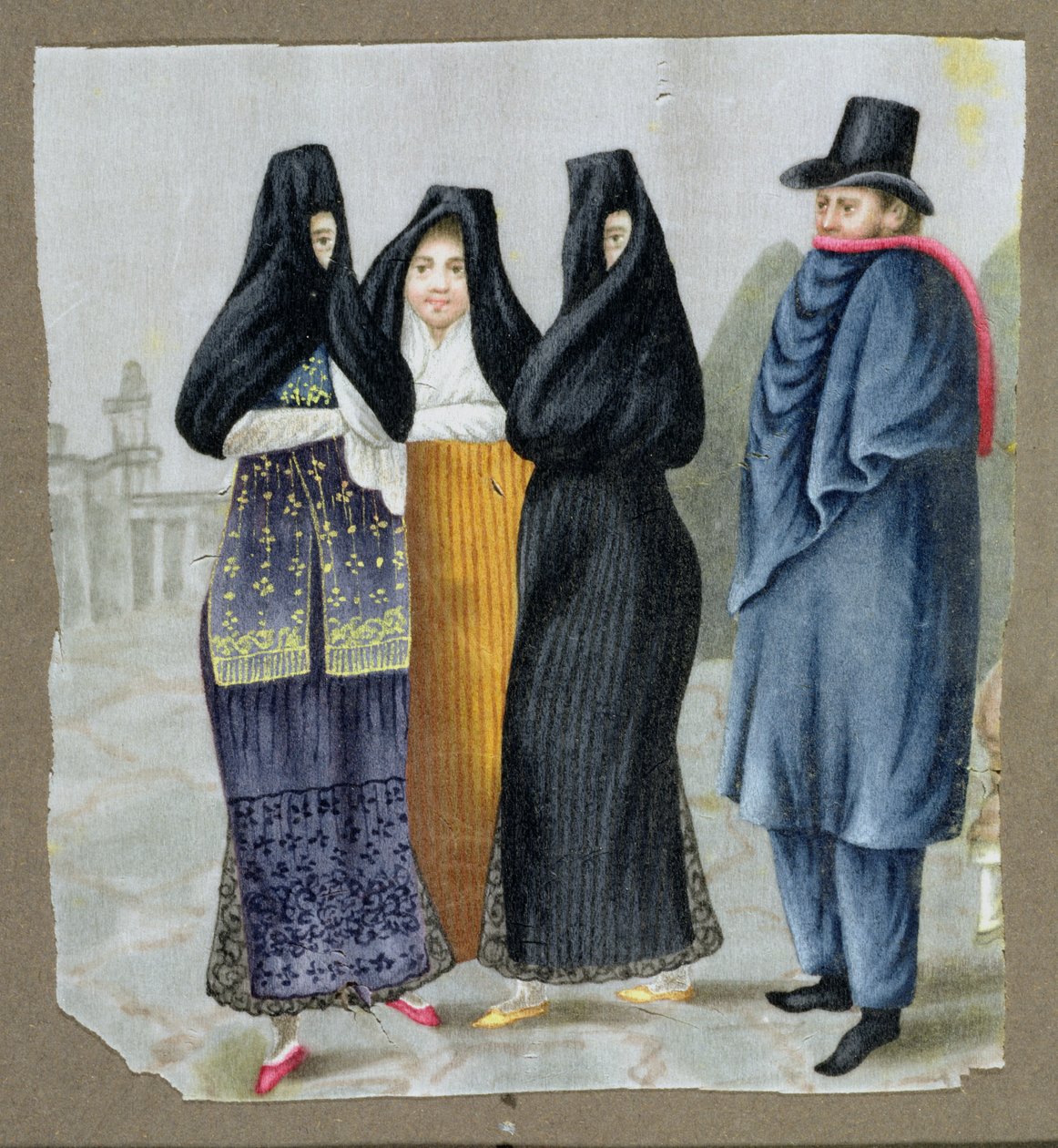 Nas ruas de Lima, c.1820 (wc no papel de miolo) de Peruvian School