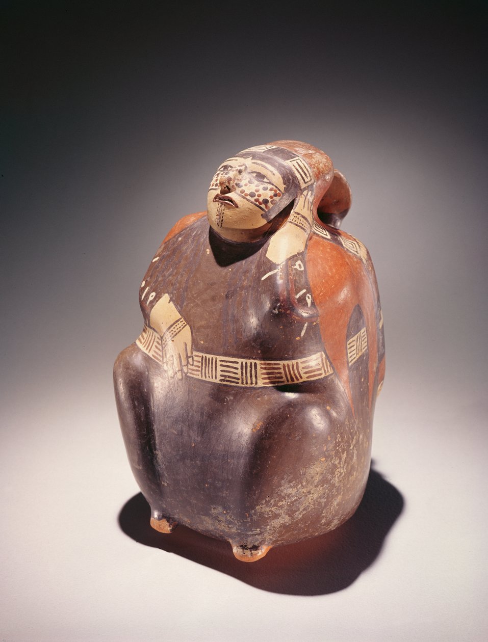 Selecionador de cacau de cerâmica, cultura Nazca (louça de barro) de Peruvian School