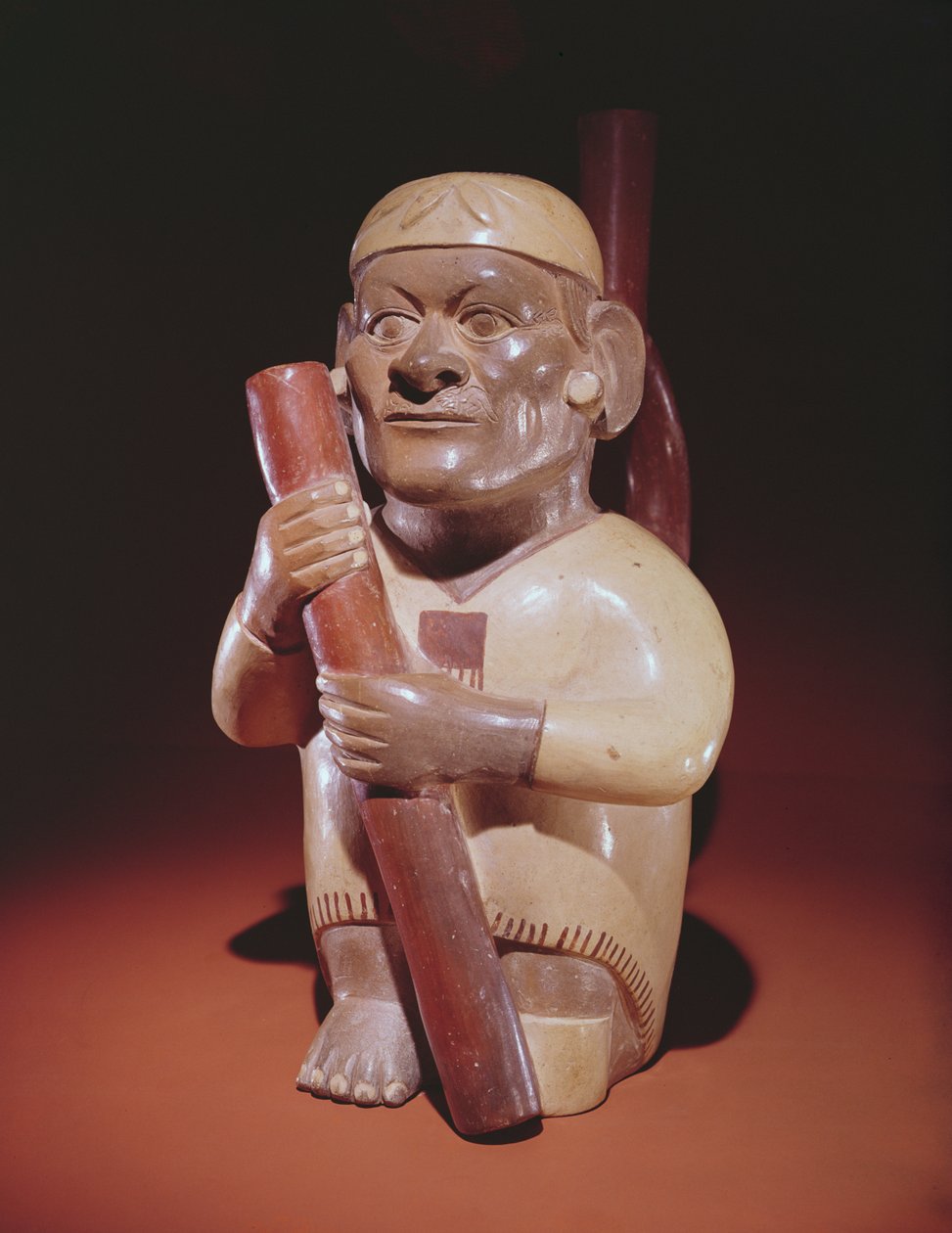 Sentou-se um homem de pernas, Cultura Mochica (barro) de Peruvian School