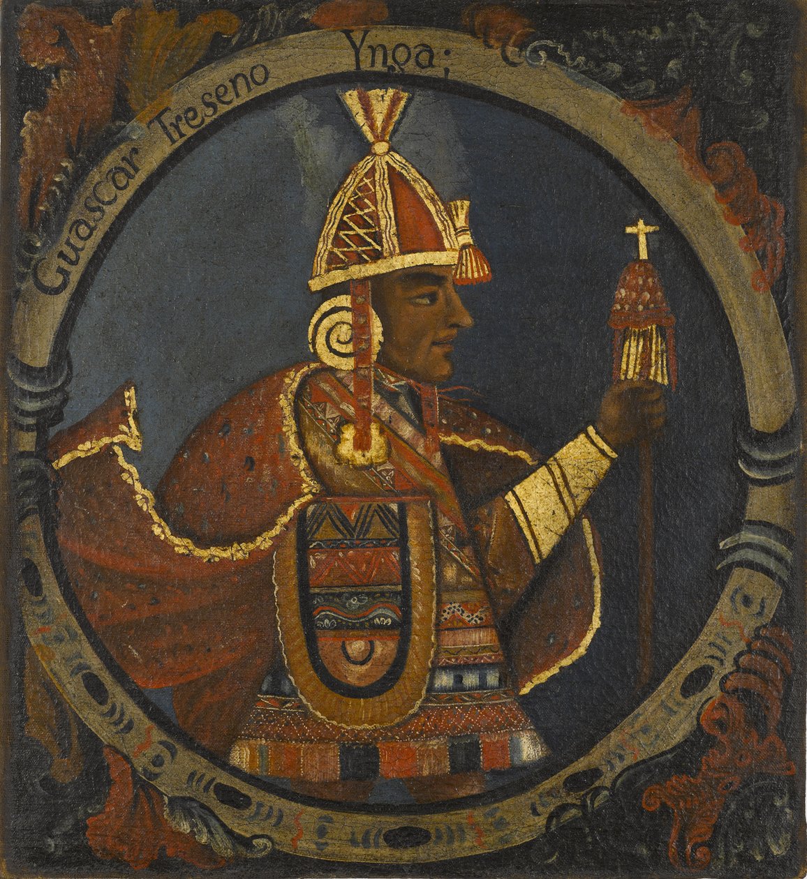 Tupac Cusi Hualpa (Huascar) 13o Rei Inca, meados do século XVIII de Peruvian School