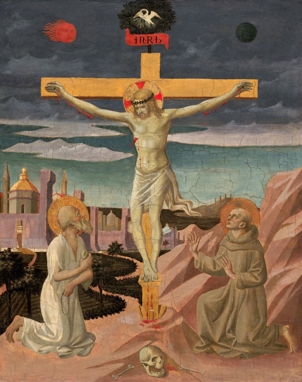 A crucificação com São Jerônimo e São Francisco de Pesellino