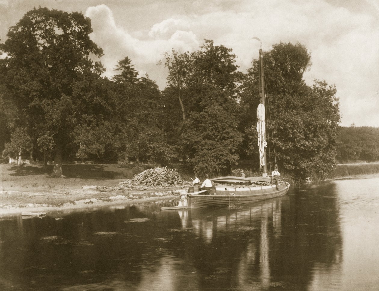 O rio Bune em Coltshall, vida e paisagem na Broads Norfolk, c.1886 de Peter Emerson und Thomas Goodall