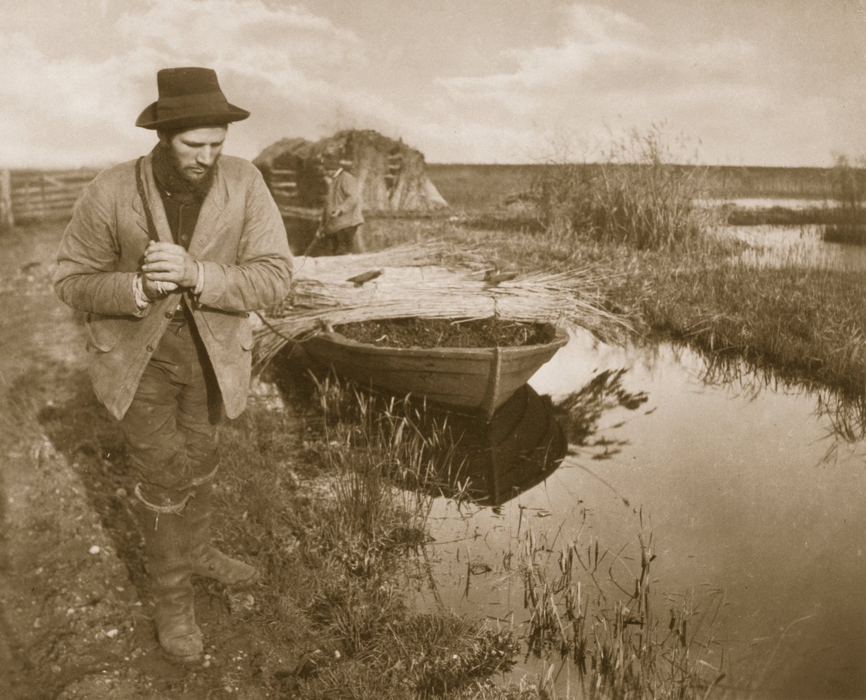 Rebocando o Reed, a vida e a paisagem nos Broads de Norfolk, c.1886 de Peter Emerson und Thomas Goodall