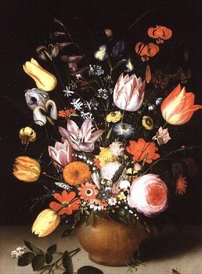 Ainda vida de flores da Primavera em uma borda, 1615 de Peter Binoit
