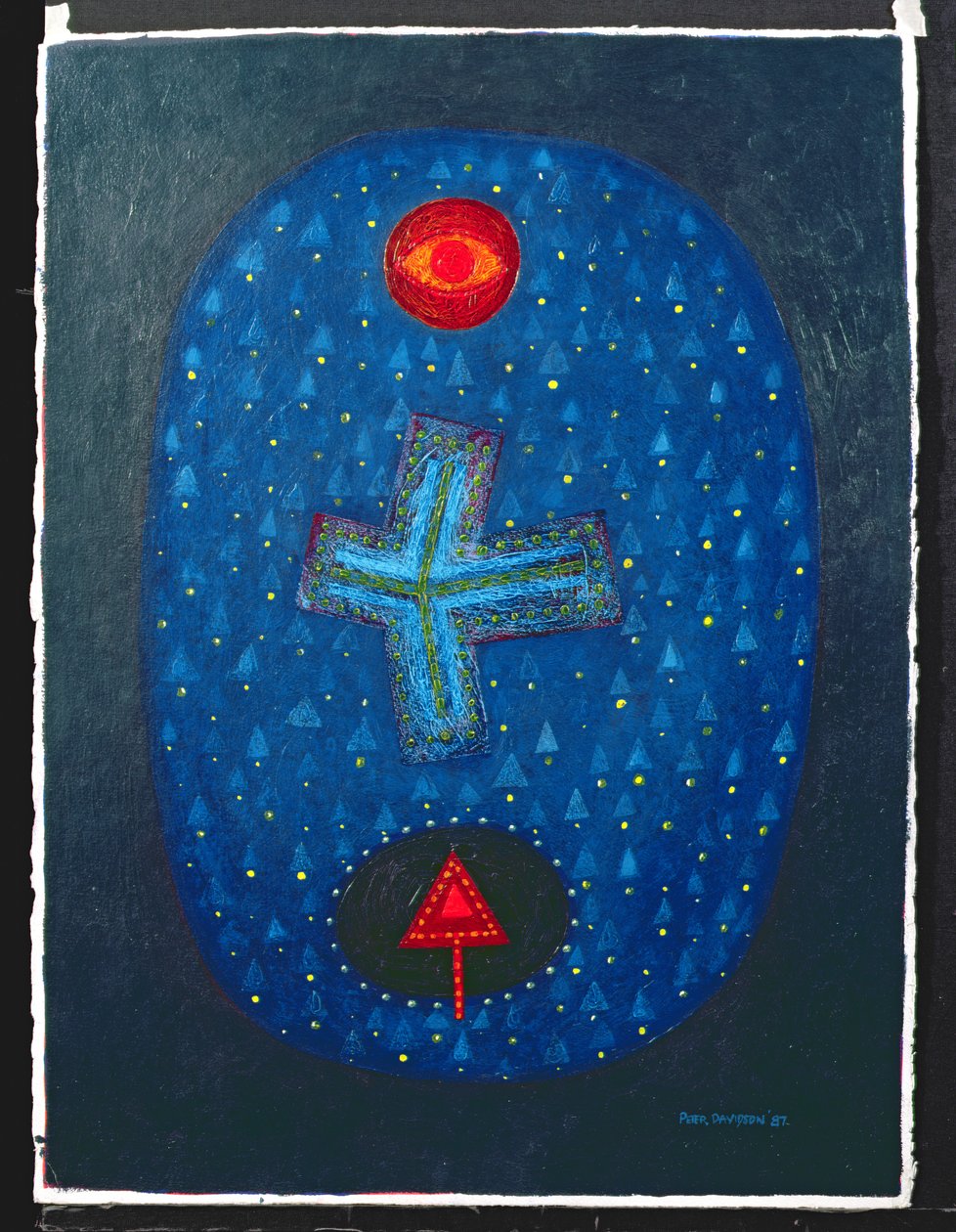 Formulários em um Oval, 1987 (acrílico sobre papel) de Peter Davidson