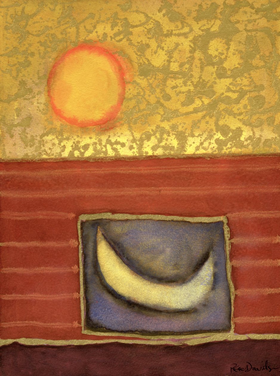 O Sol nasce enquanto a Lua dorme, 1990 (mídia mista no papel) de Peter Davidson