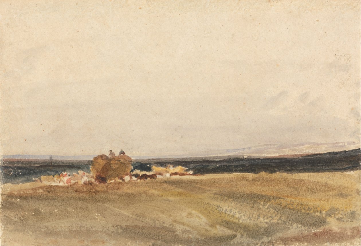 Um, haywagon, em, um, paisagem aberta de Peter de Wint