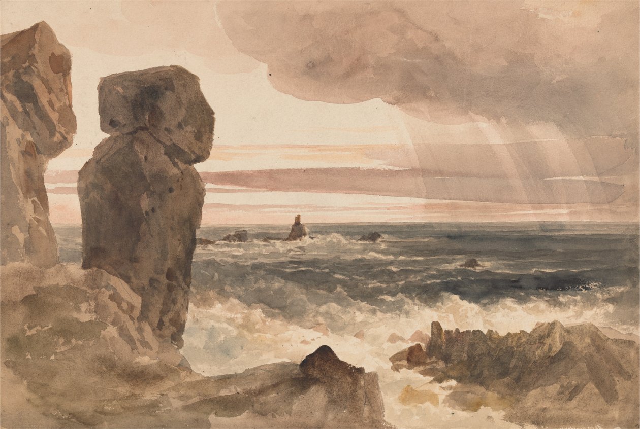 Seascape com rochas lagarto, Cornwall de Peter de Wint