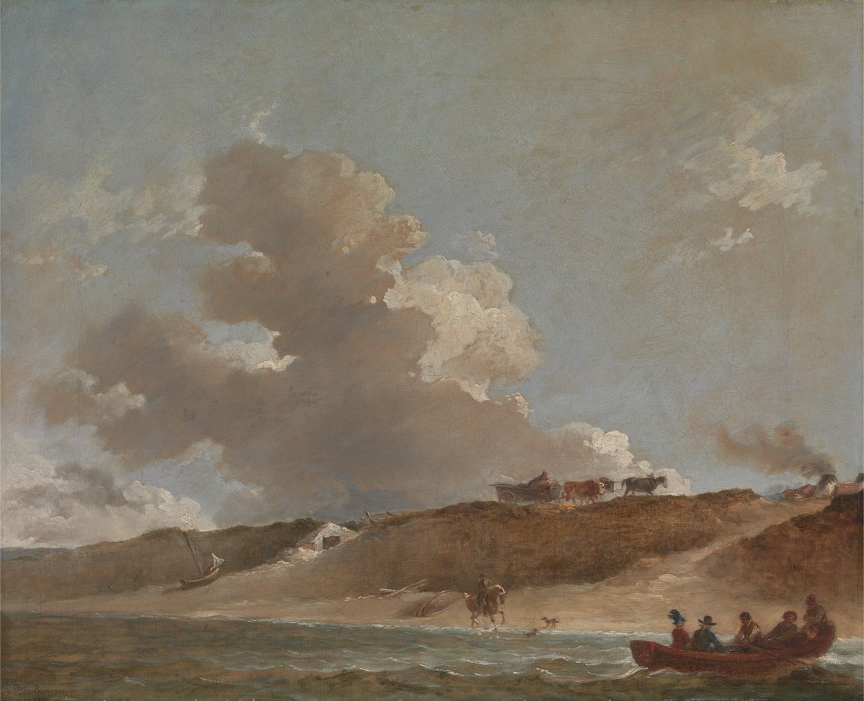 Paisagem costeira com um ferry-boat de Francis Bourgeois