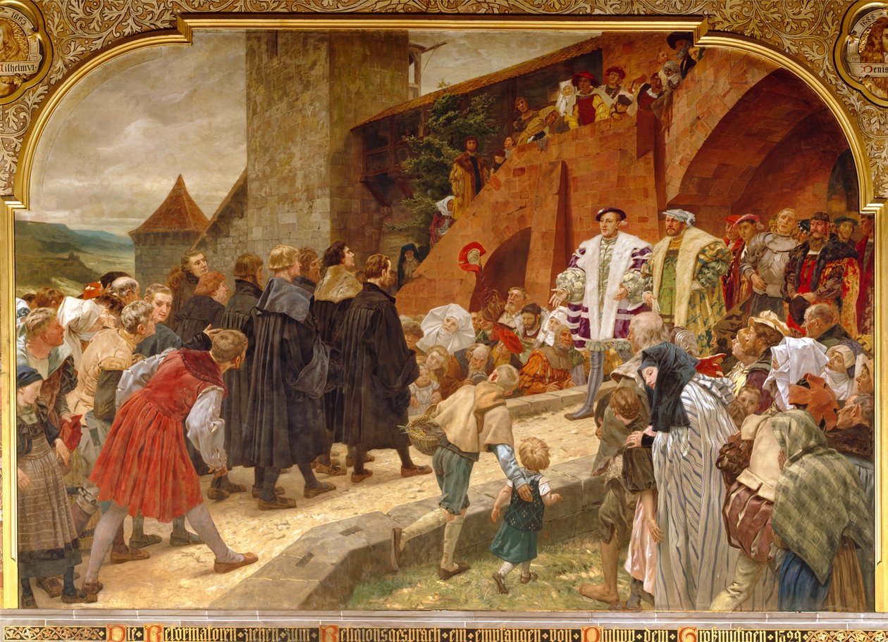 Filipe, o Magnânimo, recebendo os reformadores em um debate religioso em 1529, 1903 de Peter Johann Theodor Janssen