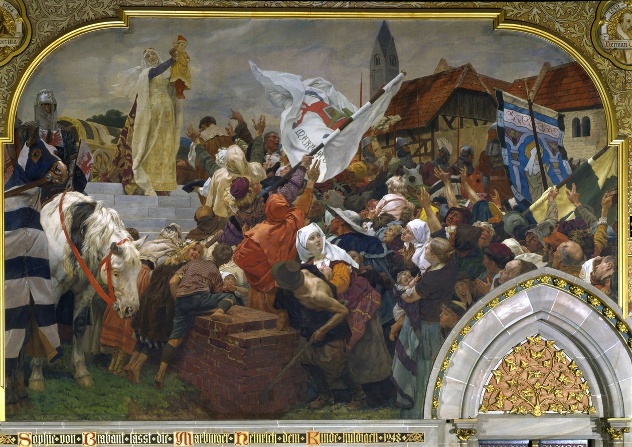 Sophie de Brabant apresentando Henry the Child ao povo de Marburg em 1248, 1903 de Peter Johann Theodor Janssen