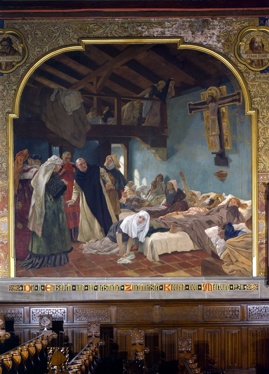 Santa Elisabeth e seu confessor Conrad de Marburg em 1230, 1903 de Peter Johann Theodor Janssen