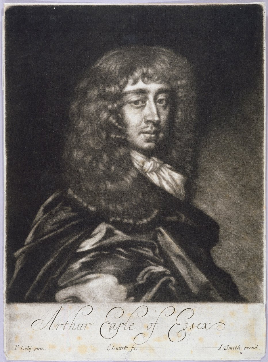 Arthur Capel (1631-83) Conde de Essex, gravado por Edward Luttrell (c.1650-1724) e John Smith (c.1652-1742) (mezzotint) de Peter Lely