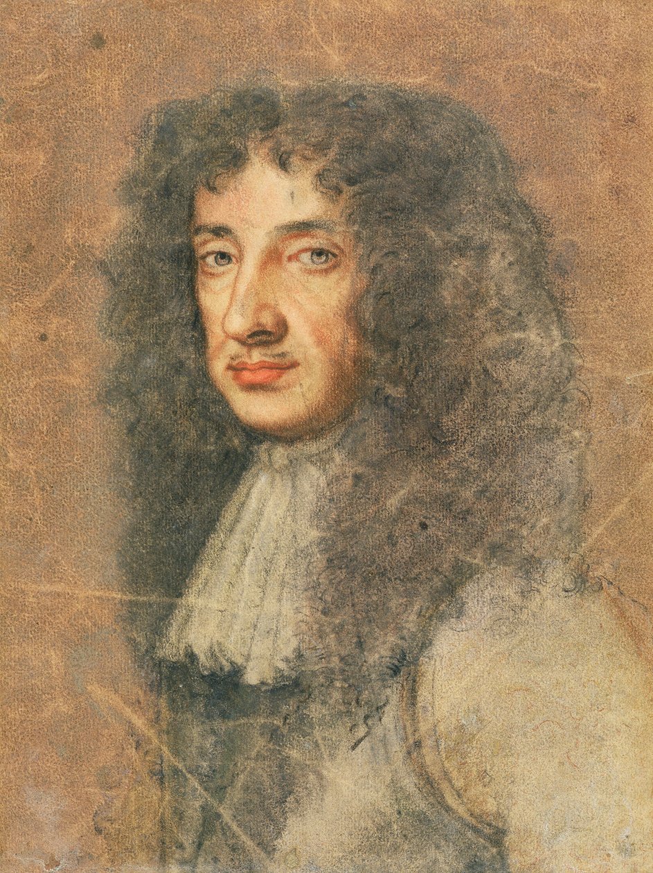 Carlos II, c.1675 (giz colorido sobre papel) de Peter Lely