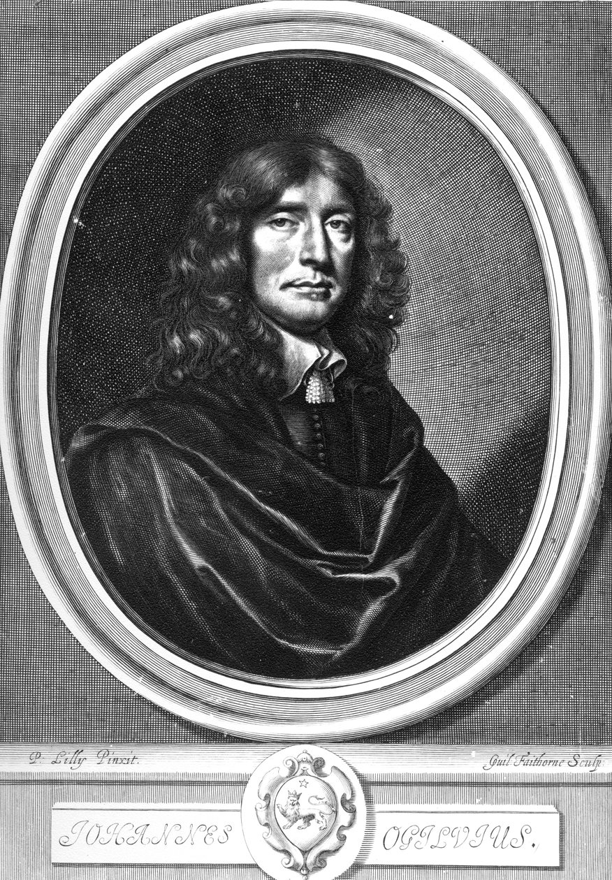 John Ogilby, frontispício de "Obras de Publius Virgilius Maro", gravado por William Faithorne, c.1654 de Peter Lely