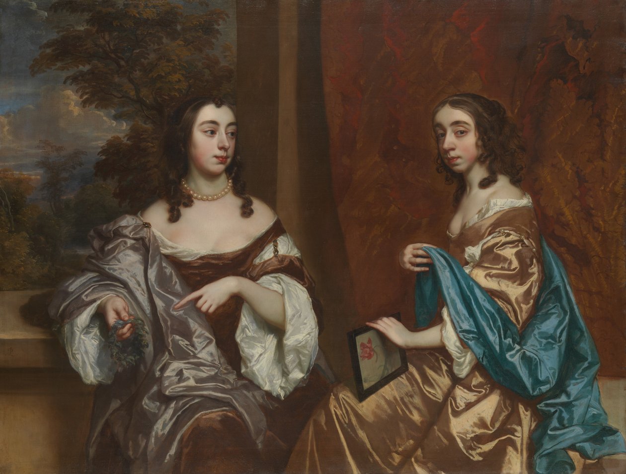 Maria Capel, mais tarde duquesa de Beaufort, e sua irmã Elizabeth, condessa de Carnarvon, c.1657 de Peter Lely