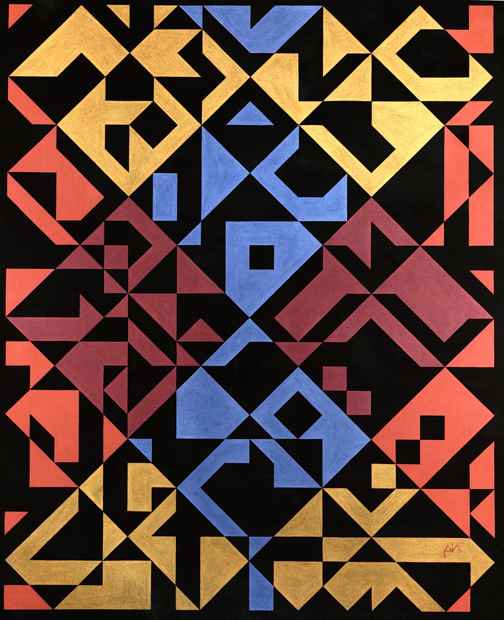 Diagonais Interpostas, 1984 (tempera sobre papel) de Peter McClure