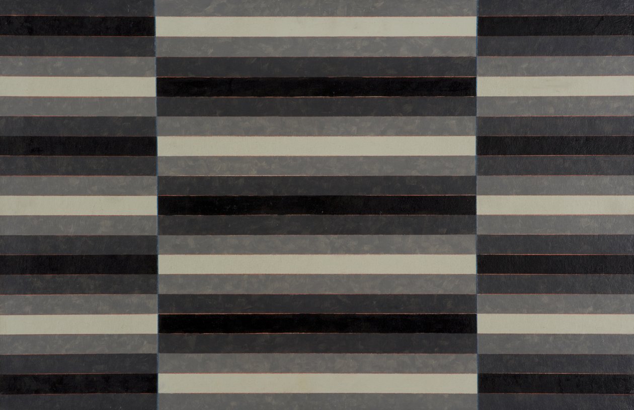 Tríptico Listrado No.4, 2003 (acrílico a bordo) de Peter McClure