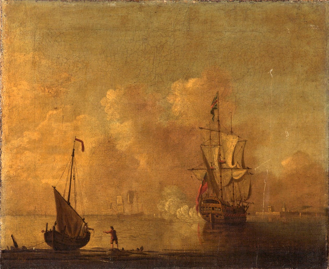 Navios de guerra britânicos na âncora de Peter Monamy